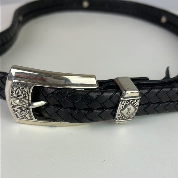 Brighton Black Leather Woven Belt with Silver Conchos Q2103 - Picture 1 of 11